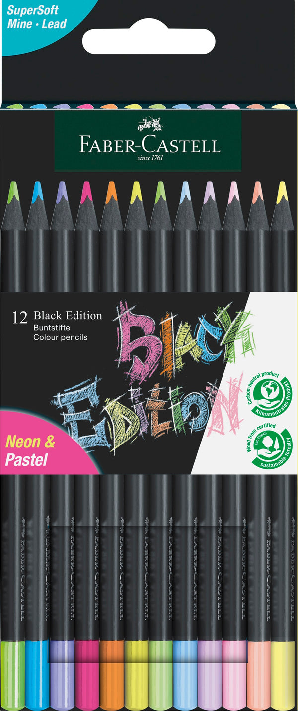 Faber Castell Black Edition Neon & Pastel Colour Pencil Set