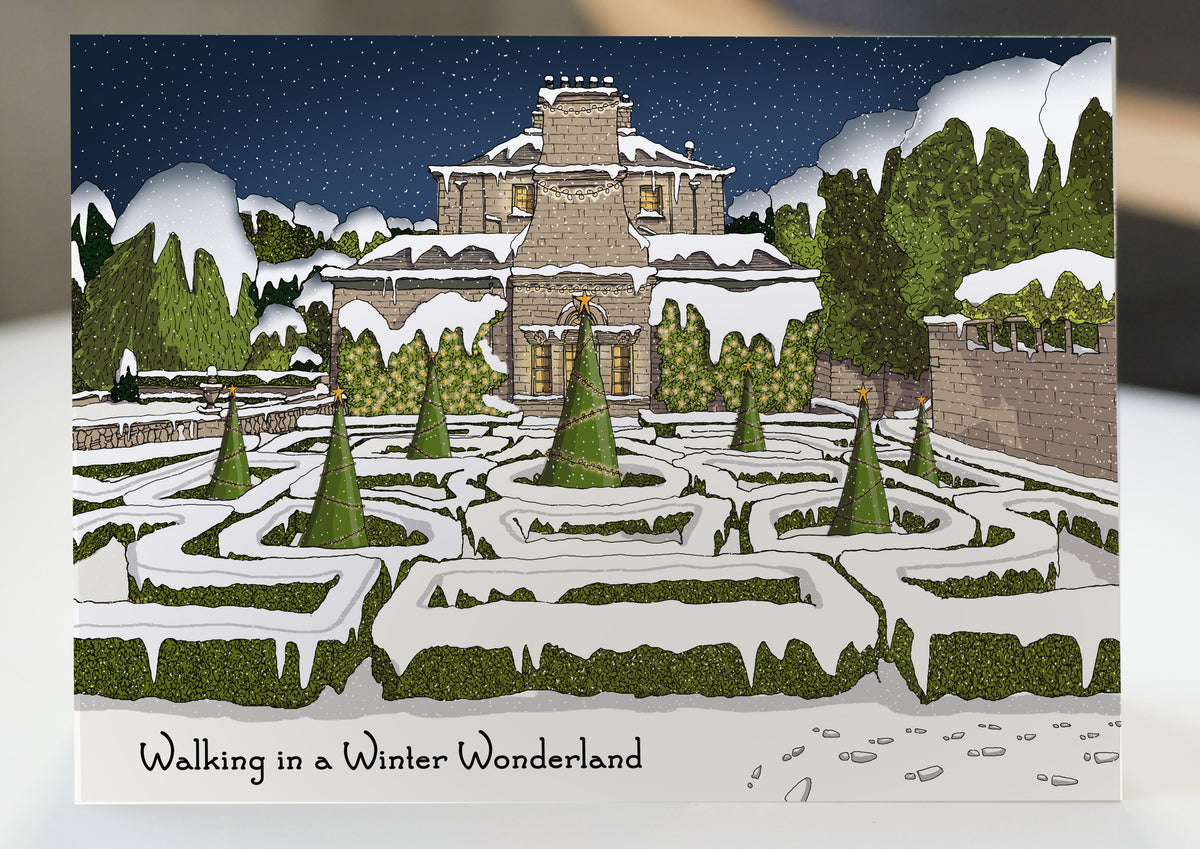 Walking in a Winter Wonderland Pollok Park Glasgow Christmas Card by penny black