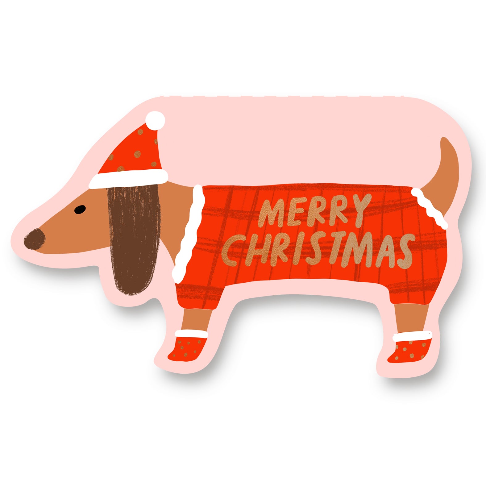 Santa Dachshund Christmas Cut-Out Card by penny black