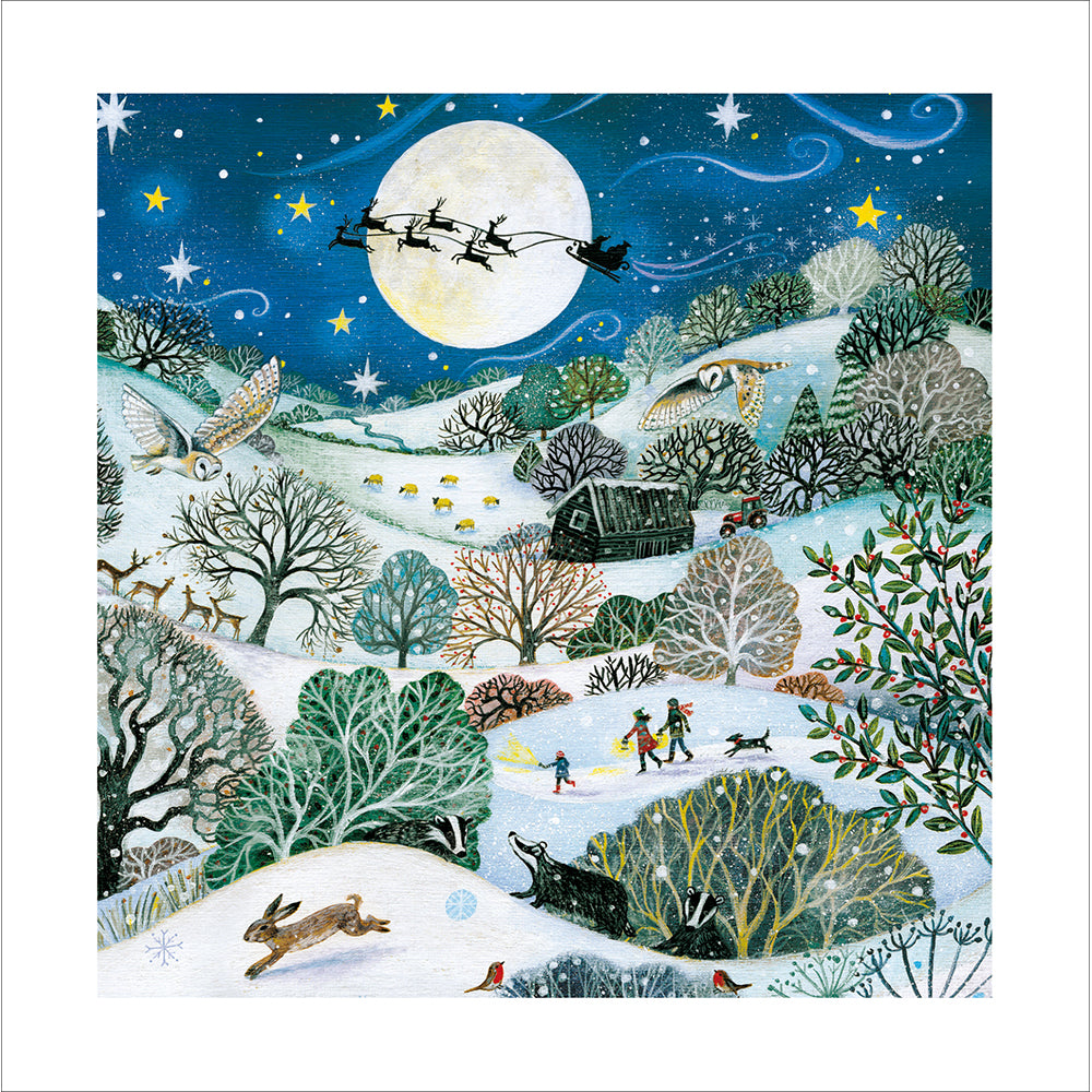 Winter Gathering Christmas Card Box Set 10 Pack - rural snowy gathering design by penny black