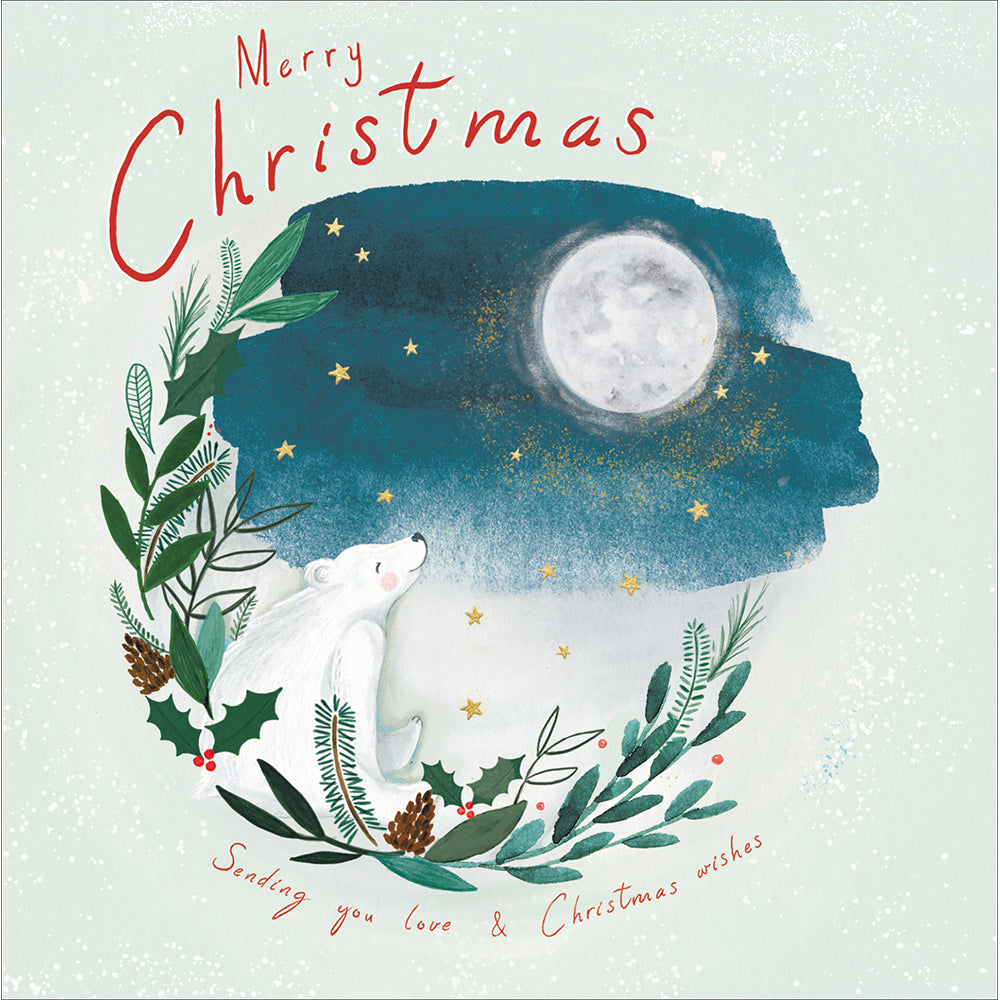 Sweet Winter Christmas Card Box Set 10 Pack - polar bear crescent design by penny black