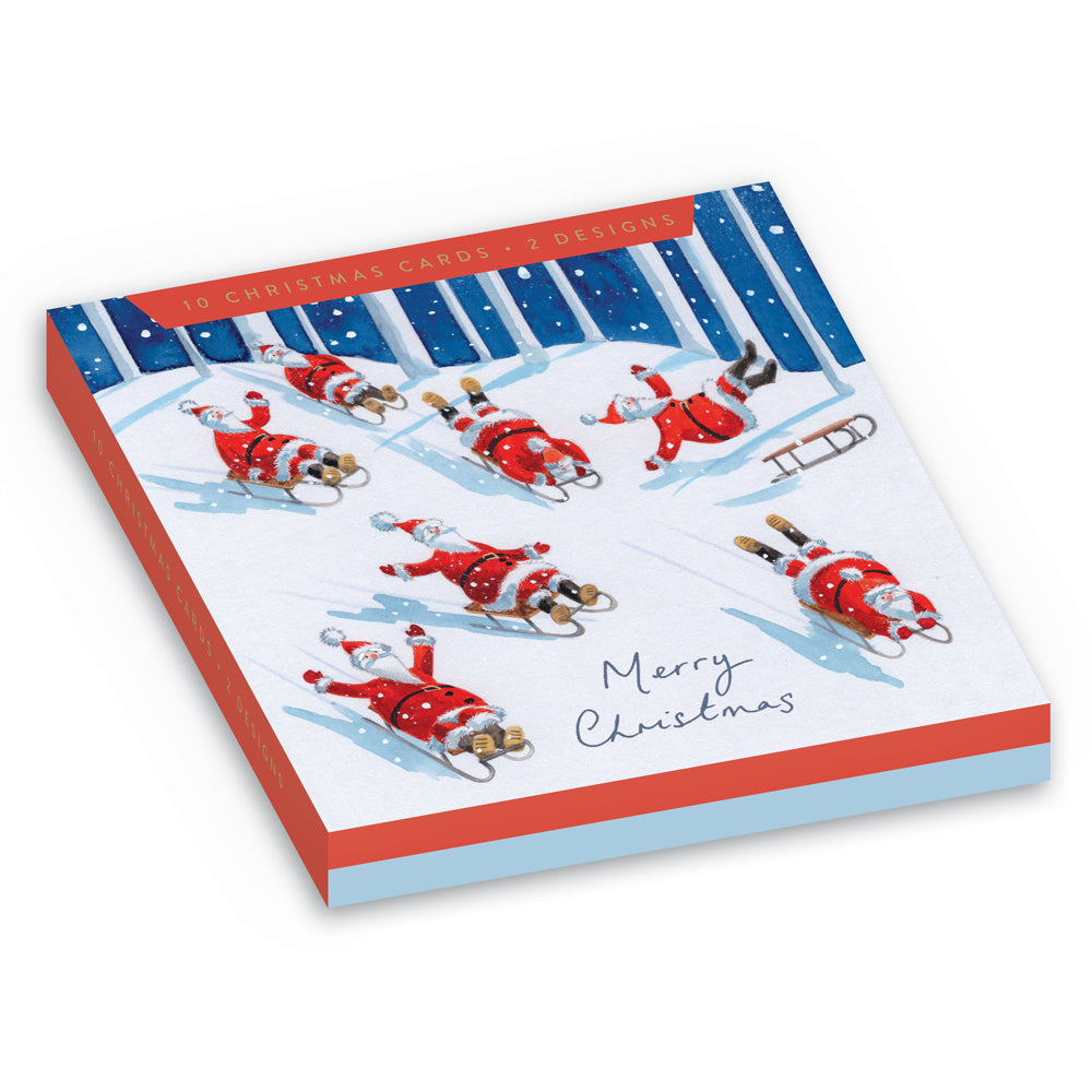 Sledging Santas Christmas Card Box Set 10 Pack by penny black