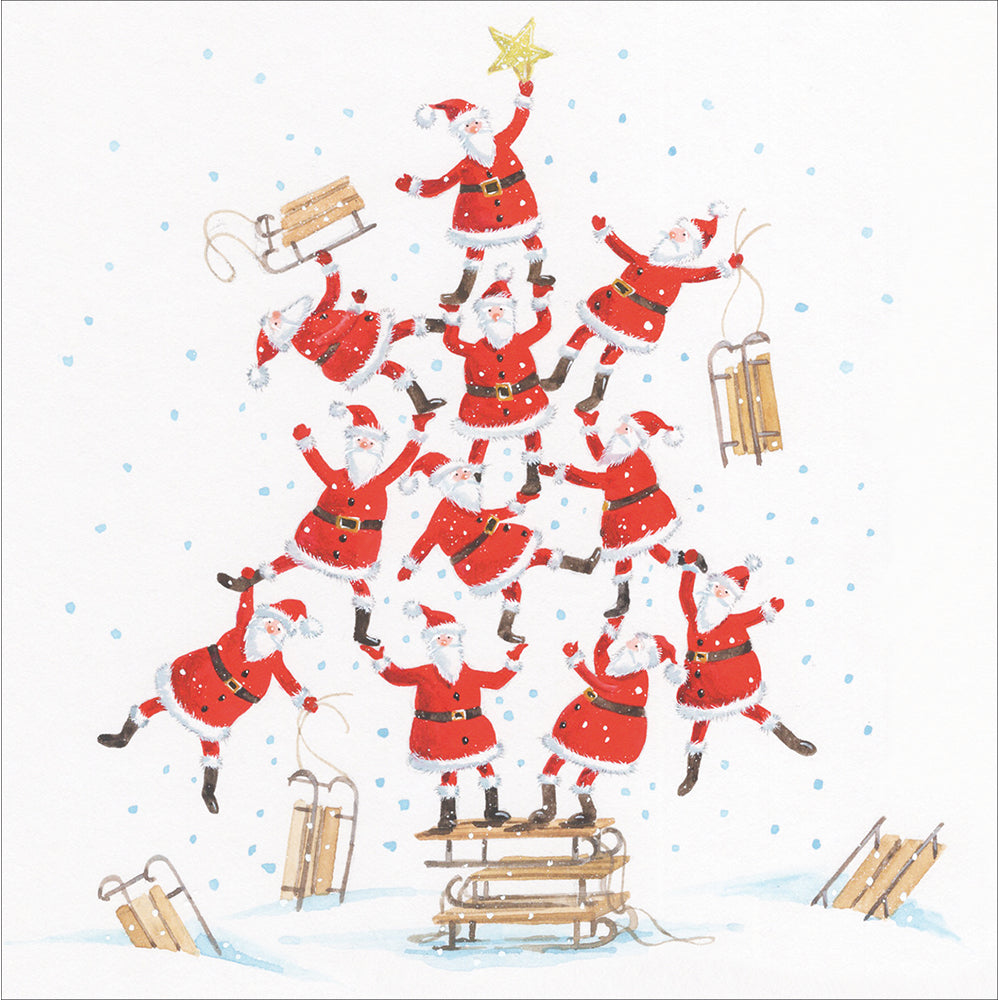 Sledging Santas Christmas Card Box Set 10 Pack - towering santas design - by penny black