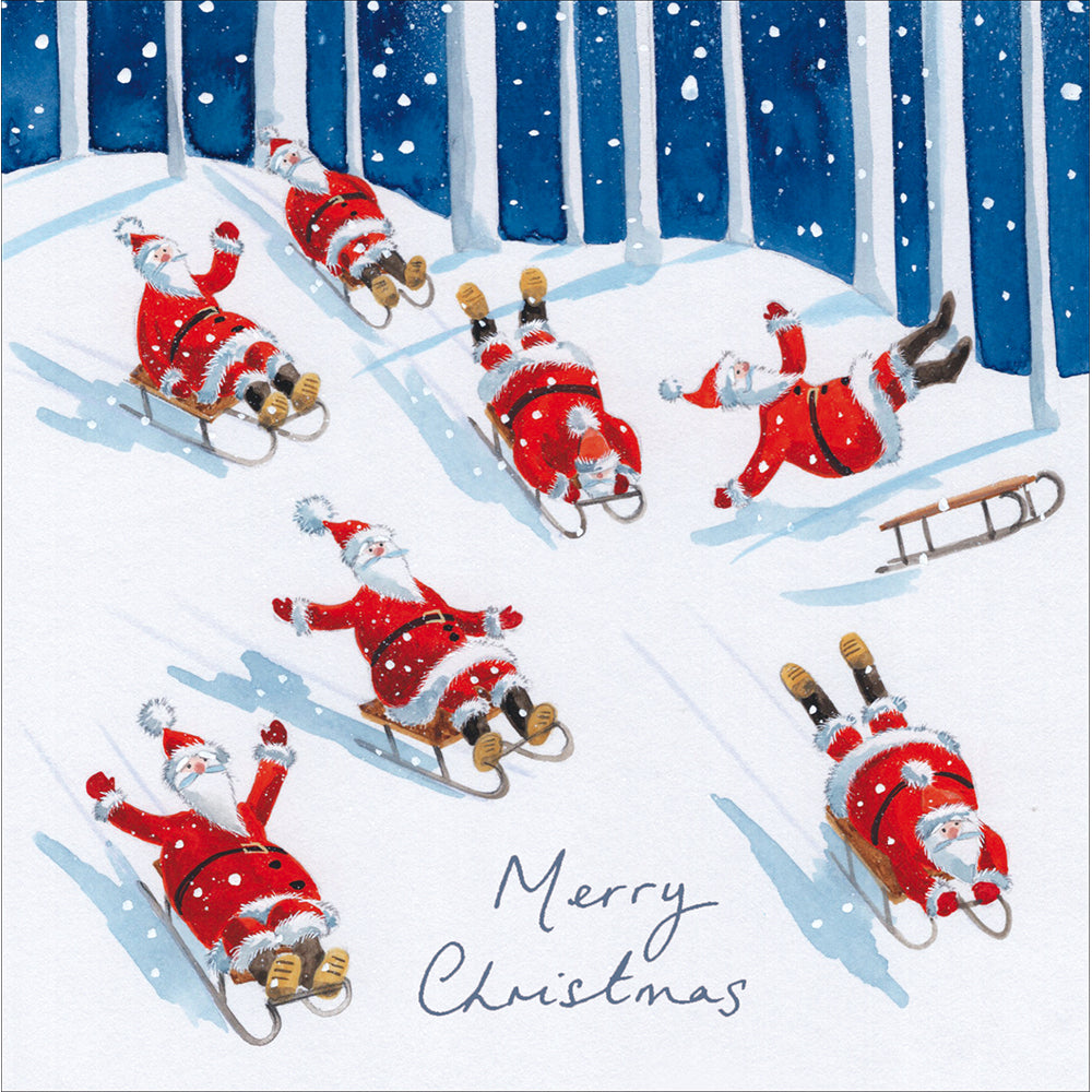 Sledging Santas Christmas Card Box Set 10 Pack - sledging santas design - by penny black