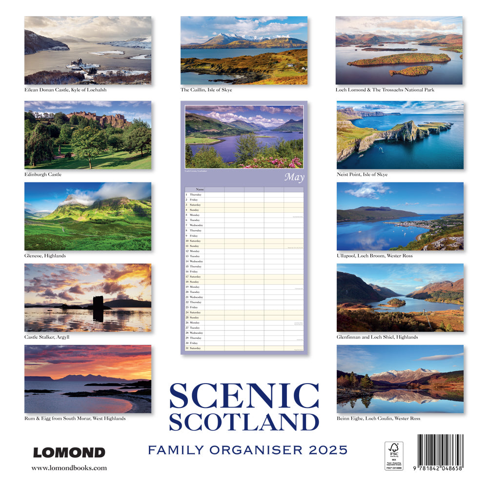 2025 Scenic Scotland Family Organiser Calendar inside view by penny black