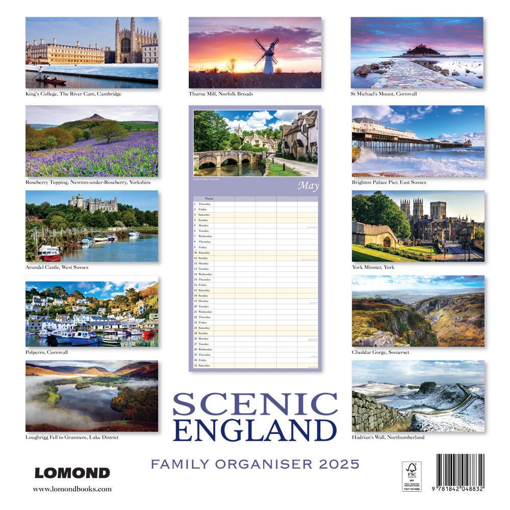 2025 Scenic England Family Organiser Calendar inside view by penny black