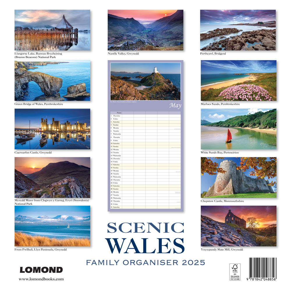 2025 Scenic Wales Family Organiser Calendar inside view by penny black