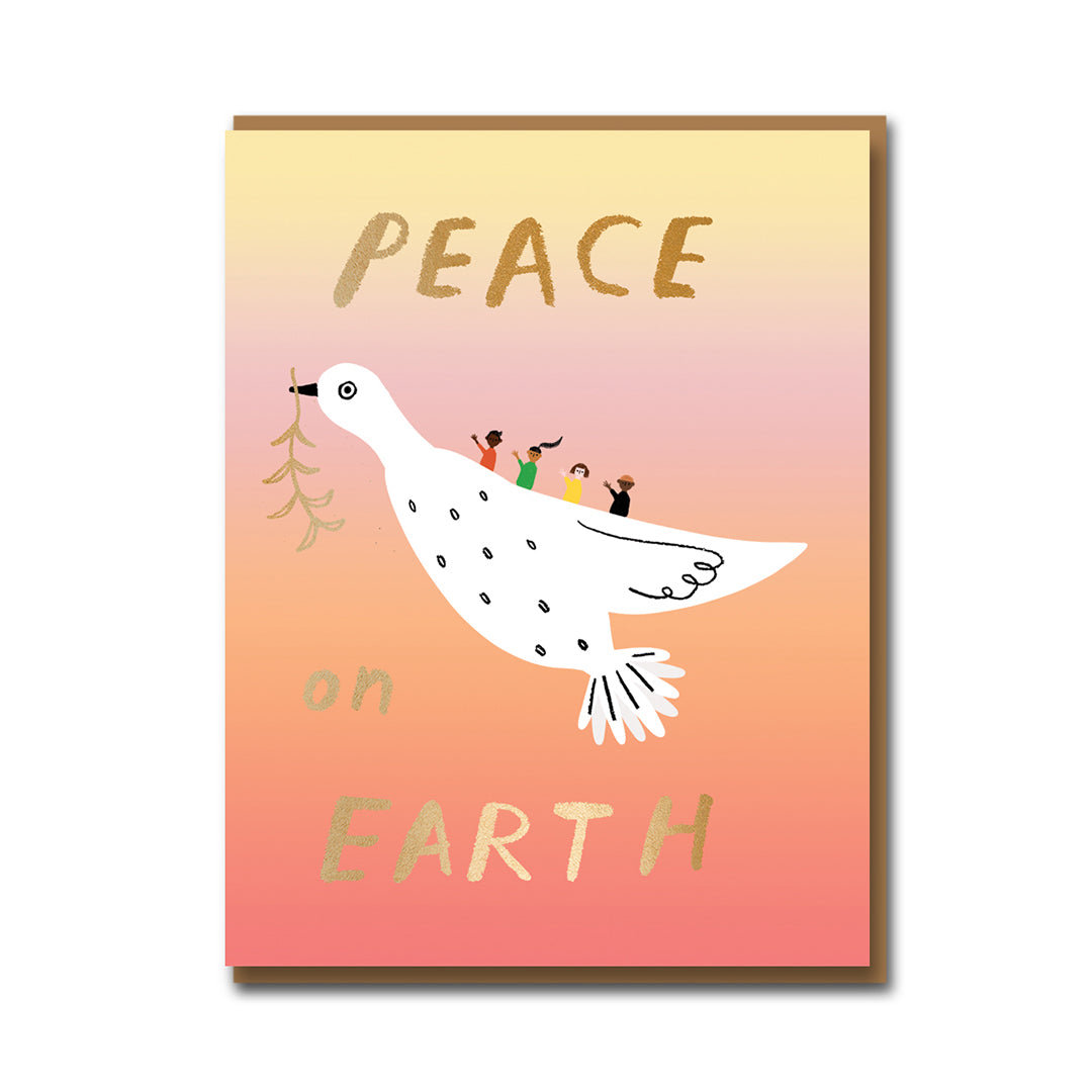 Peace on Earth Ombre Dove Ride Christmas Card by penny black