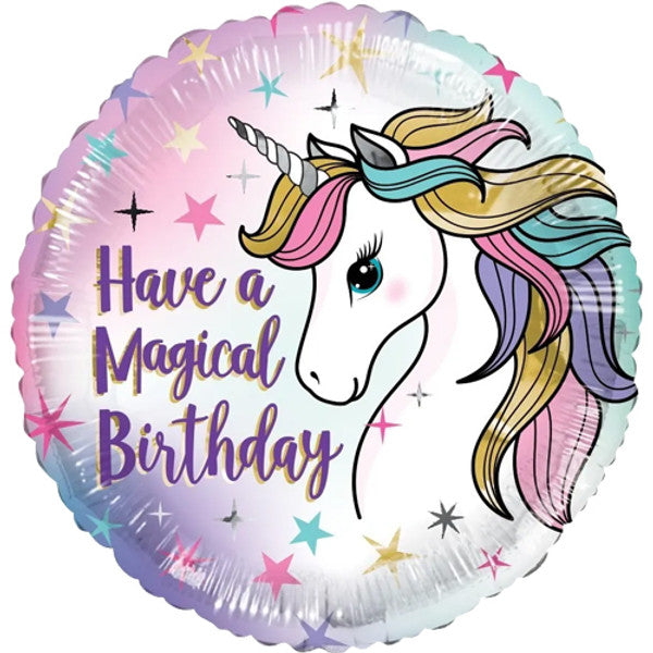 Metallic Magical Unicorn 18&quot; Foil Birthday Balloon by penny black