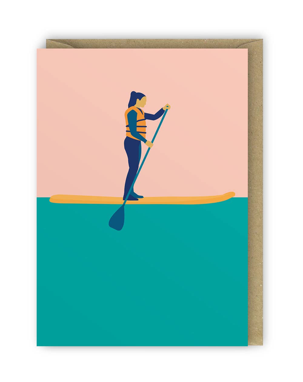 Pink Graphic Stand Up Paddle Boarding Card - lighter skin tone by penny black