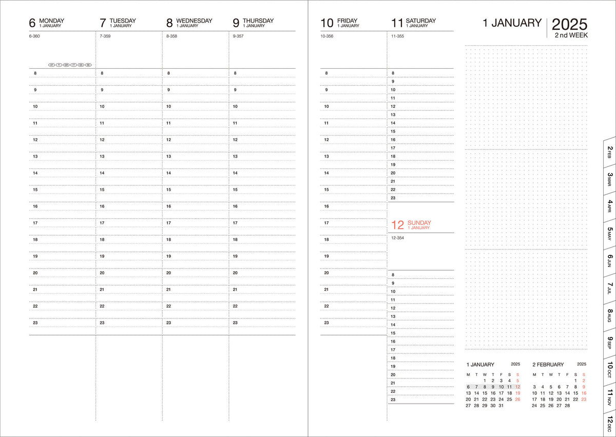 MARK&#39;S INC. 2025 A5 Diary - Colors  inside hour by hour weekly view by penny black