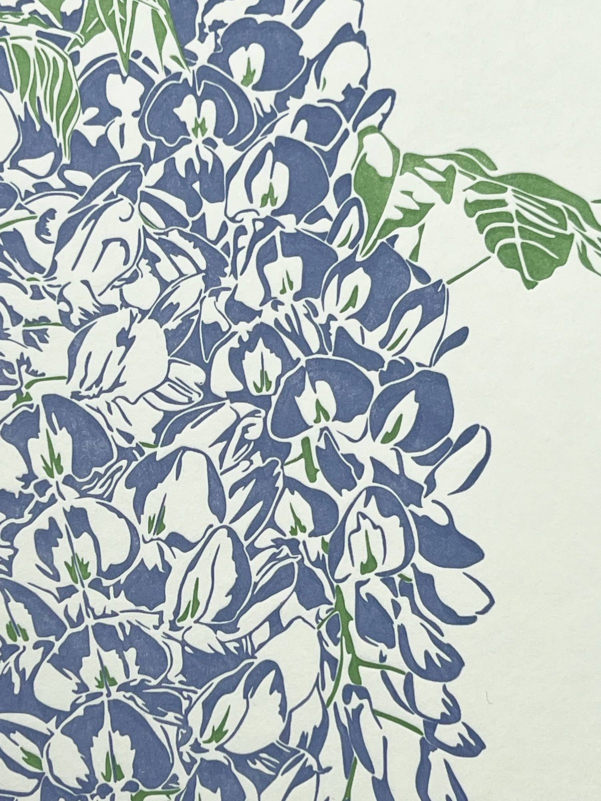 Blue Wisteria Letterpress Card close up by penguin ink at penny black