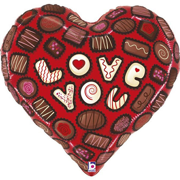 Love You Valentine Chocolate Box 30&quot; Foil Balloon by penny black