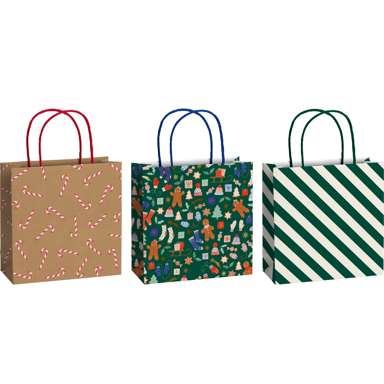 Super Cosy Green Small Christmas Gift Bags 3 Pk by penny black