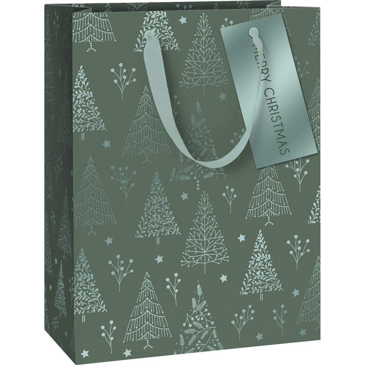 Green Foil Christmas Trees Medium Gift Bag by penny black