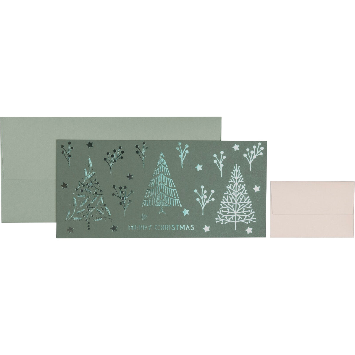 Green Foil Christmas Trees Gift Voucher Wallet by penny black