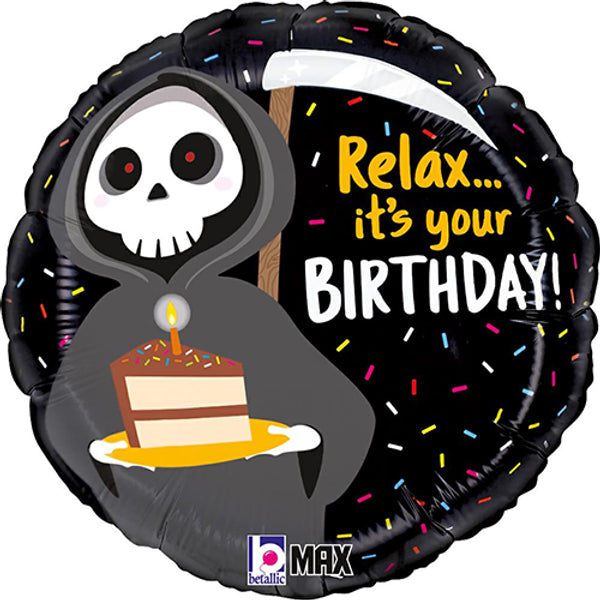 Relax Grim Reaper Funny Birthday 18&quot; Foil Balloon by penny black