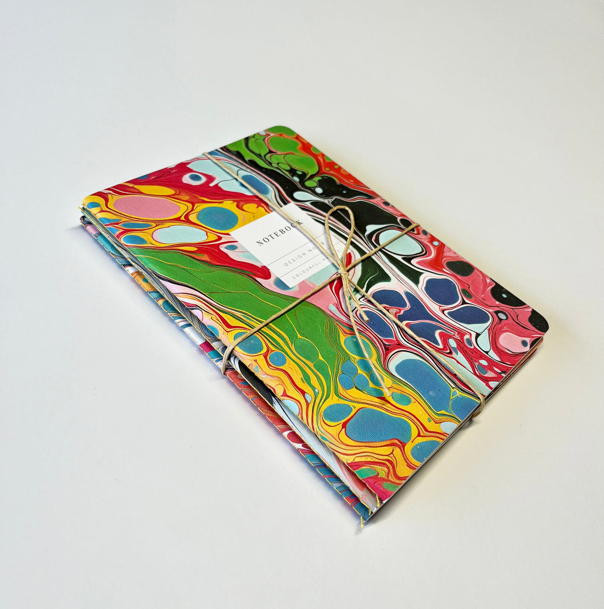 Kaleido Marbled Stitched Notebooks 3 Pk - in twine by penny black