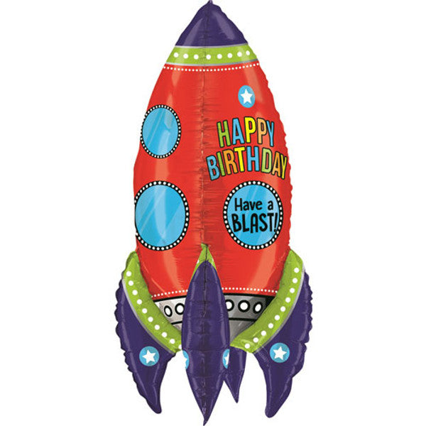 3D Birthday Rocket 33&quot; Foil Balloon by penny black