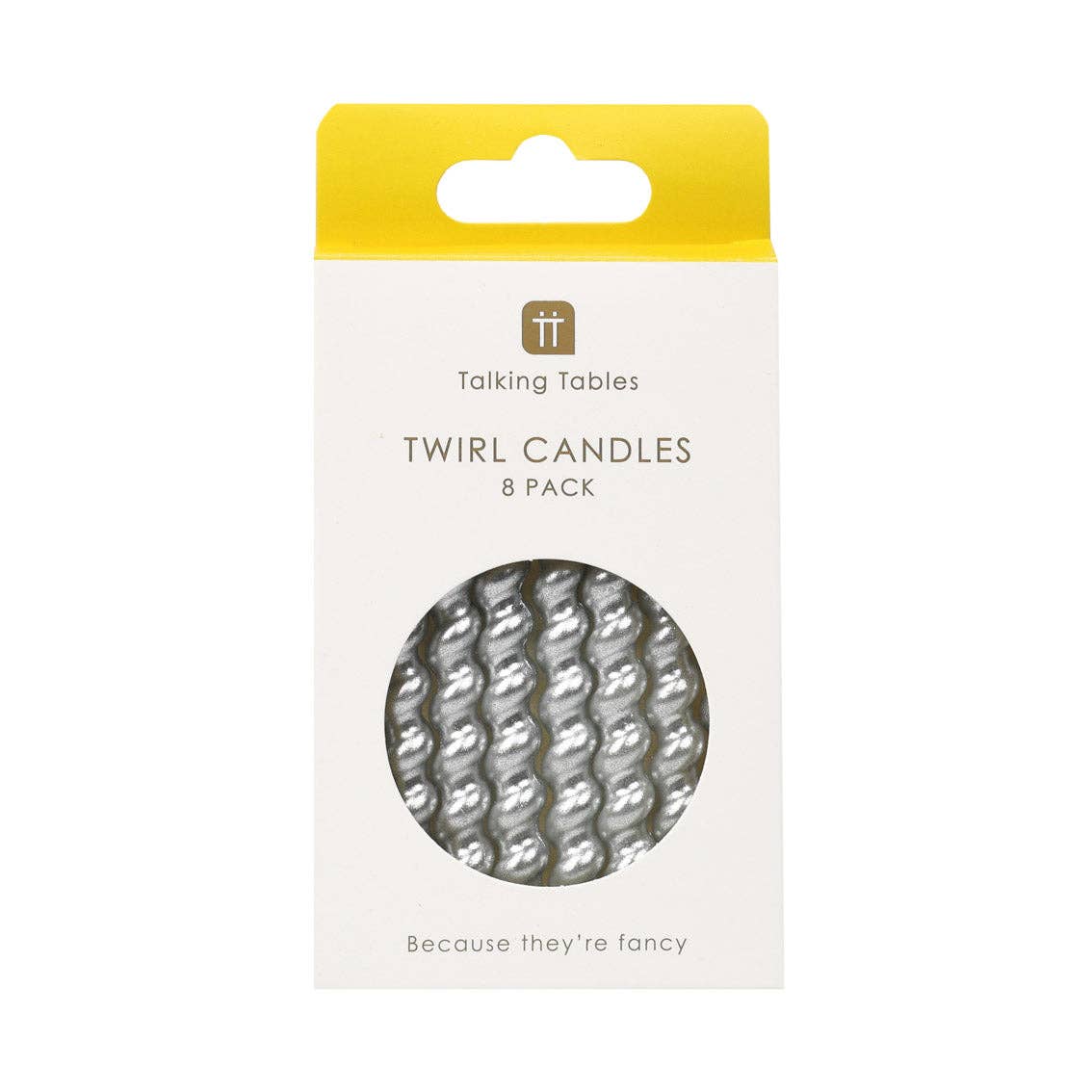 Silver Twirl Birthday Candles in packaging 8pk by penny black