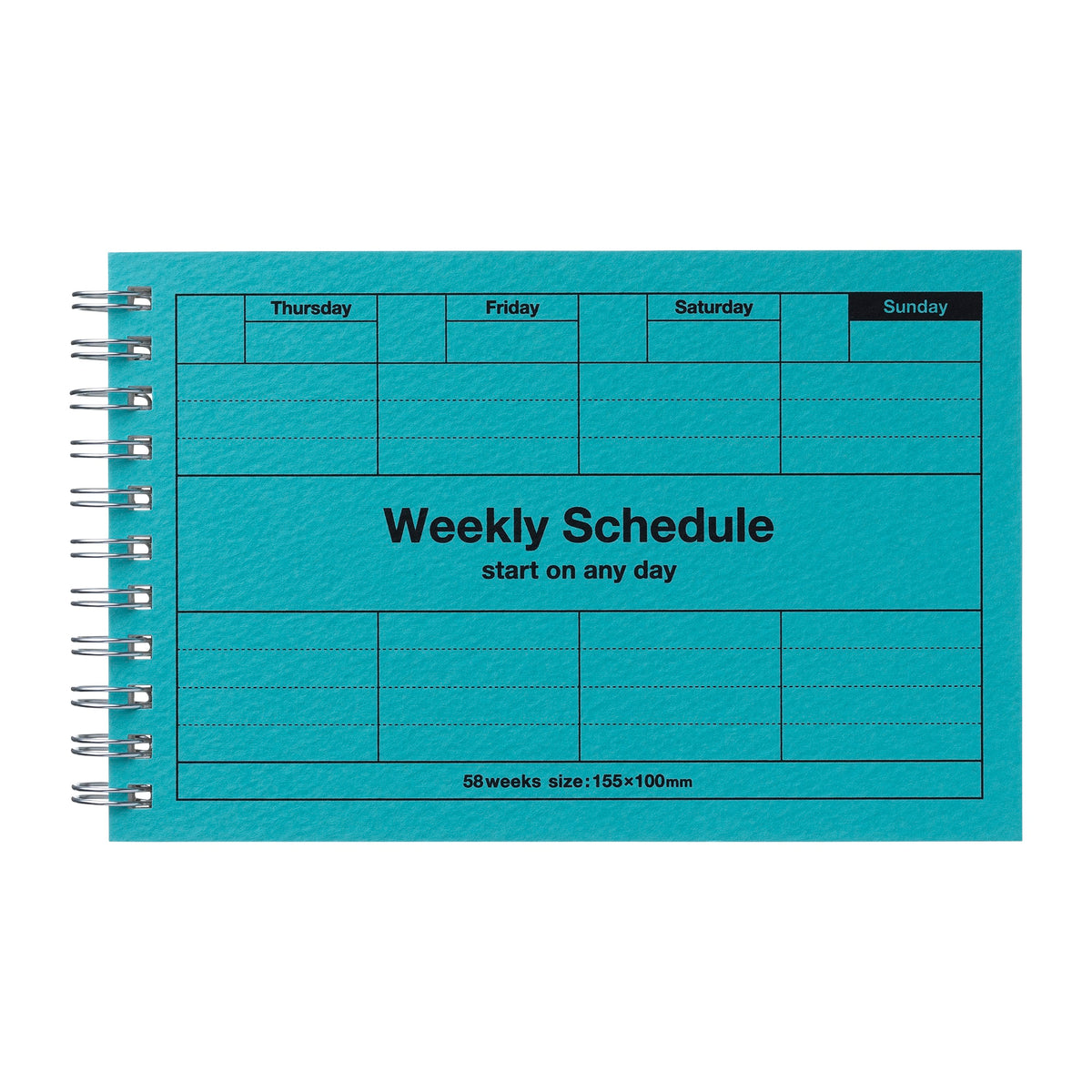 MARK&#39;S INC. Weekly Schedule - Day Free Undated Planner in turquoise by penny black