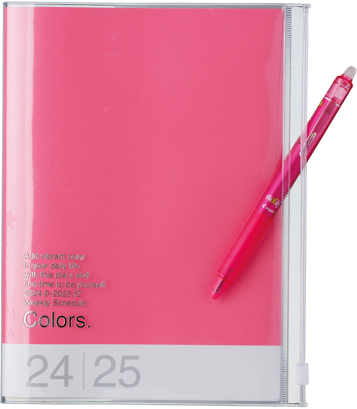 MARK&#39;S INC. 2025 A5 Diary - Colors  in pink showing storage by penny black