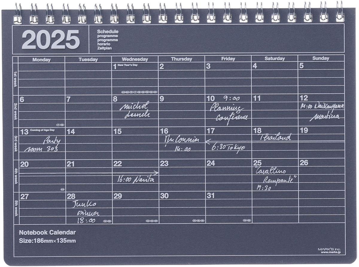 MARK&#39;S INC. 2025 Notebook Calendar S - black by penny black