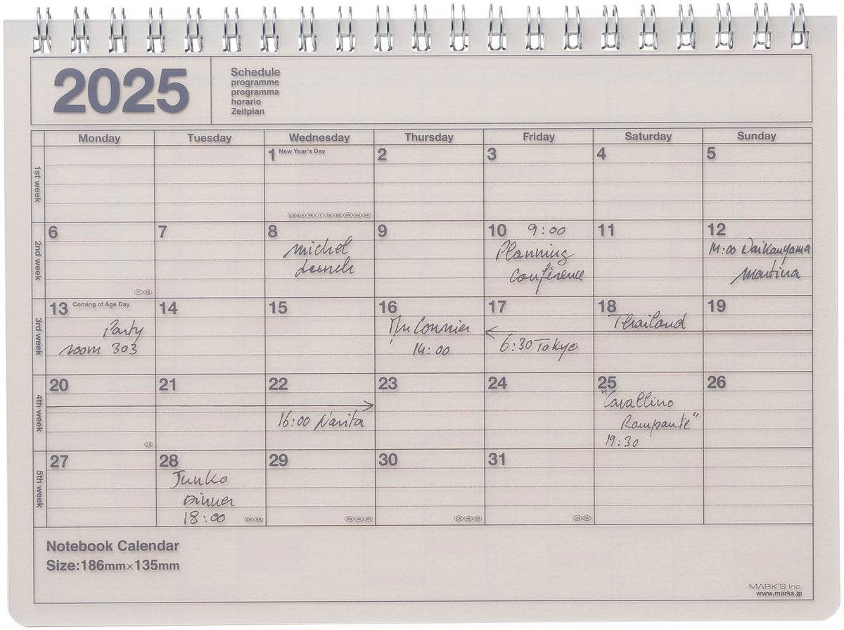 MARK&#39;S INC. 2025 Notebook Calendar S - ivory by penny black