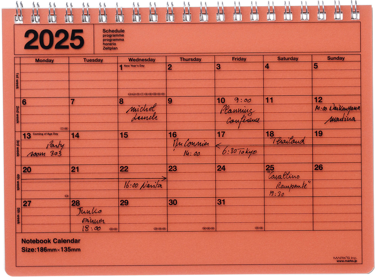 MARK&#39;S INC. 2025 Notebook Calendar S - orange by penny black