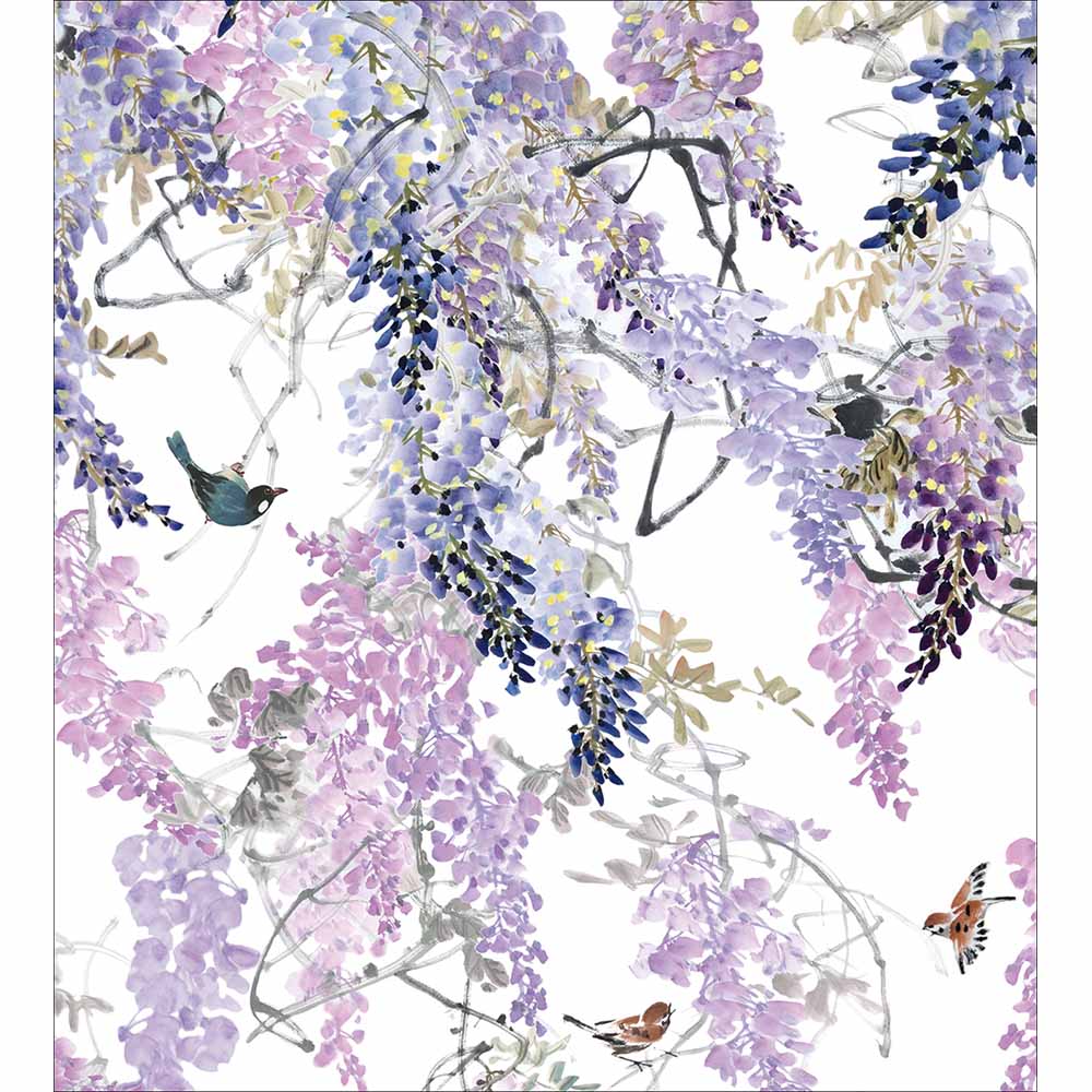 Sanderson Wisteria Luxury Notecard 8 Pack inside card design by penny black