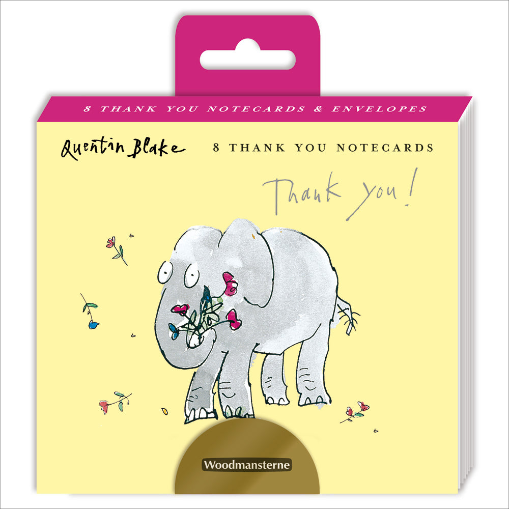 Thank You Elephant Quentin Blake Notecard 8 Pack in packaging by penny black