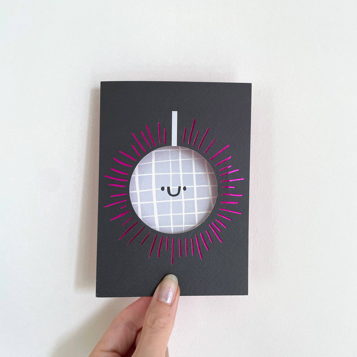 Smiling Disco Ball Cute Cut Out Card by penny black