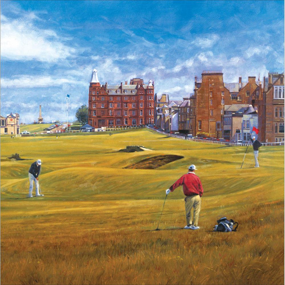 St Andrew&#39;s Old Course Birthday Art Card by penny black