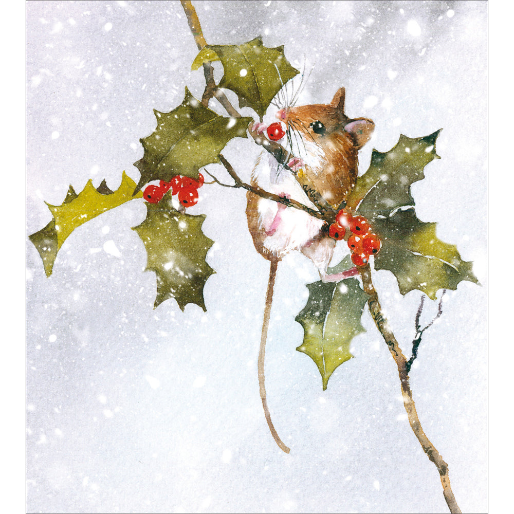 Field Mouse on Holly Charity Christmas Cards 5pk by penny black