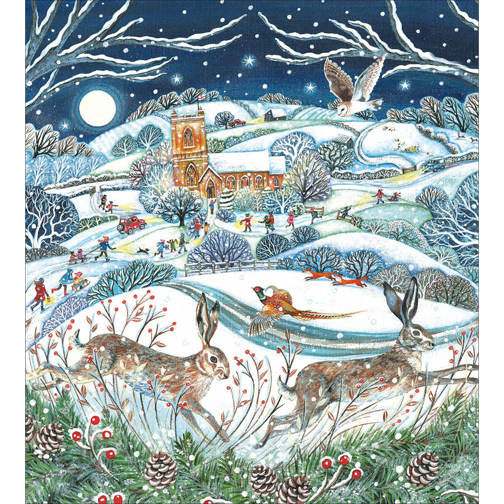 Winter Country Hares Charity Christmas Cards 5pk by penny black