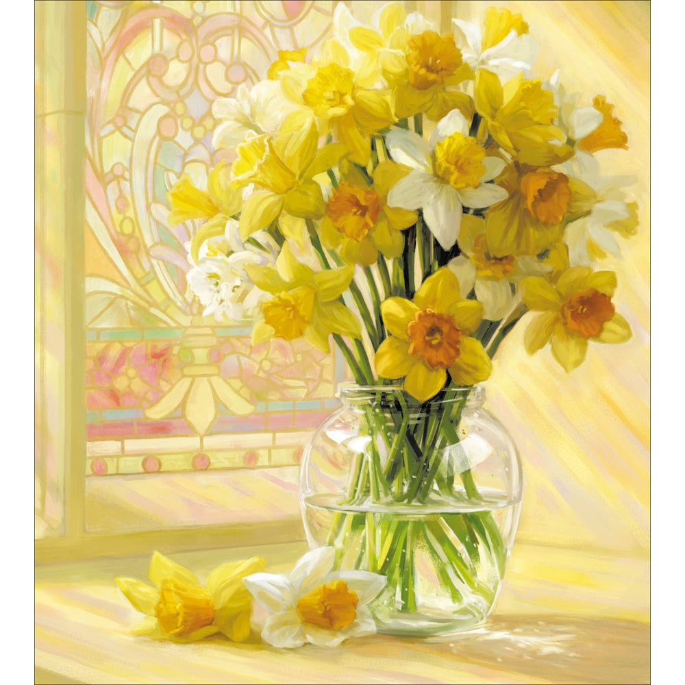 Daffodils By A Stained Glass Window Easter Card By Penny Black