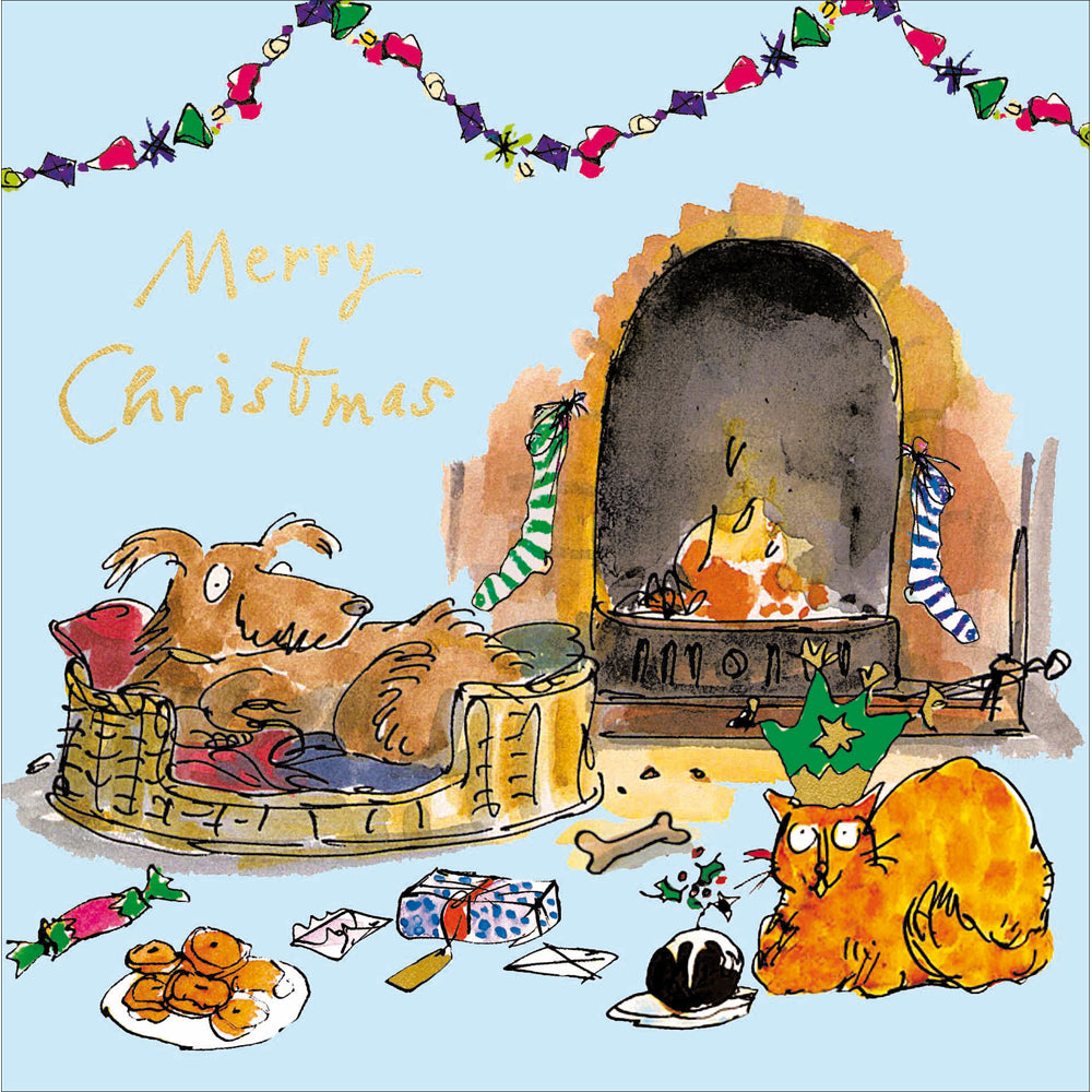 By The Fireside Quentin Blake Christmas Card by penny black