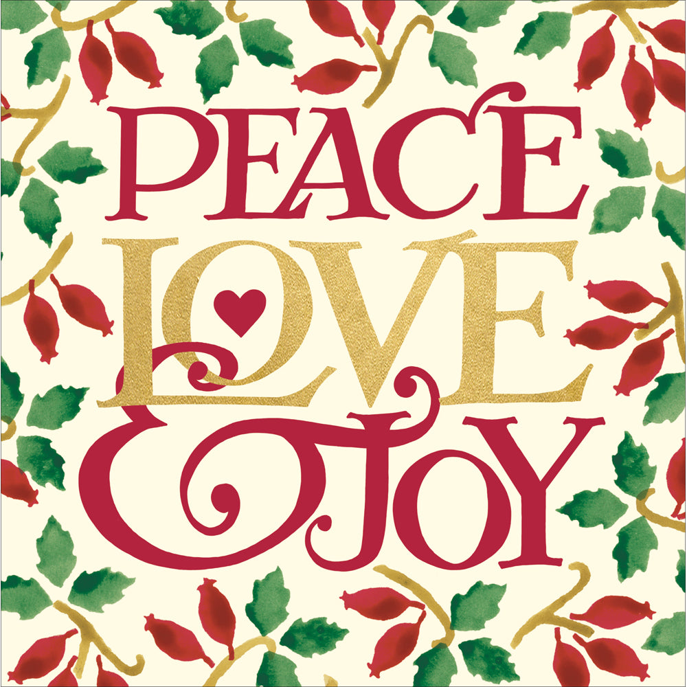 Peace Love Joy Rosehip Emma Bridgewater Christmas Card by penny black