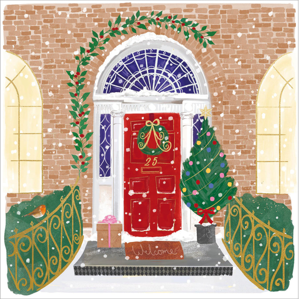 Festive Georgian Door Christmas Card by penny black