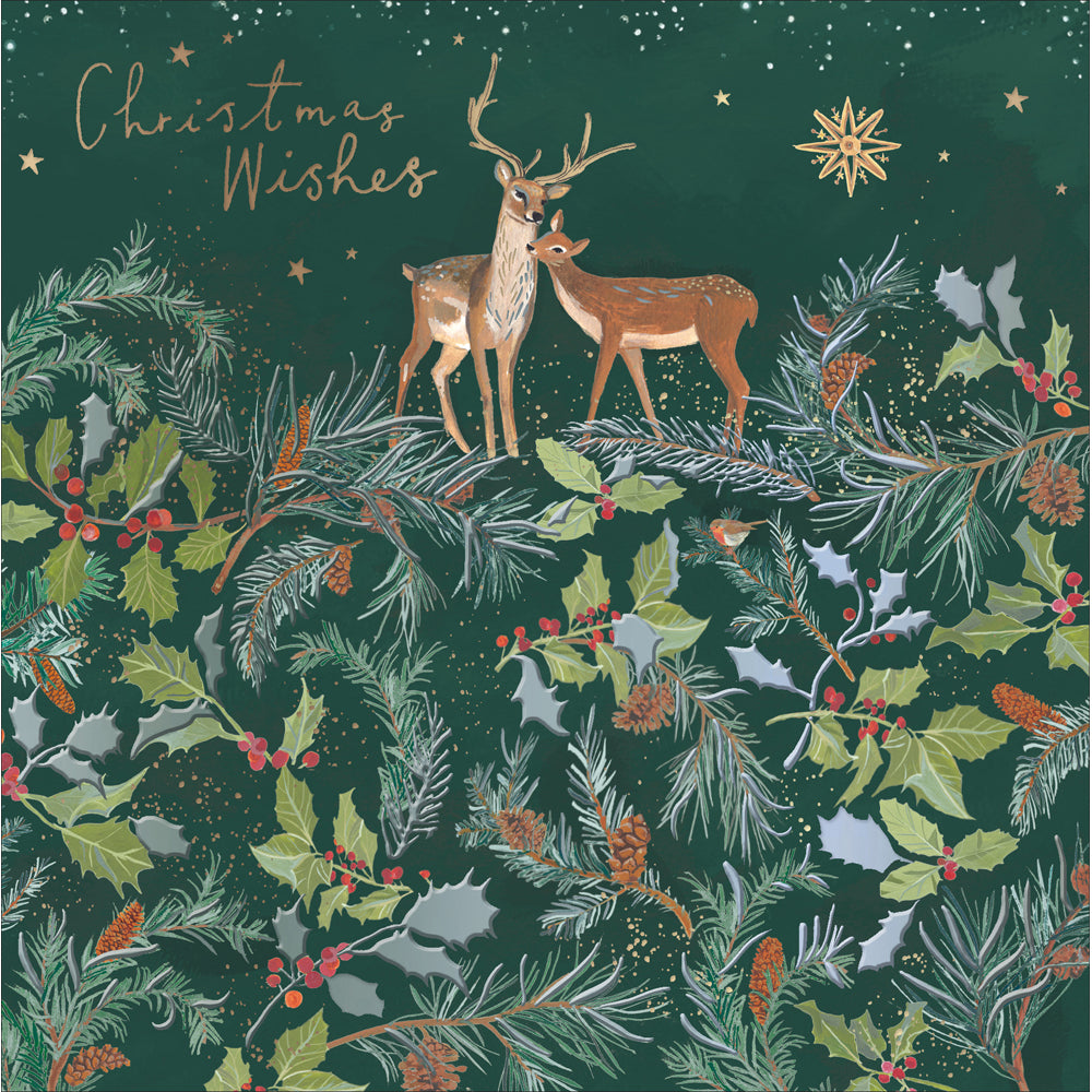 Deer in the Fir Christmas Card by penny black