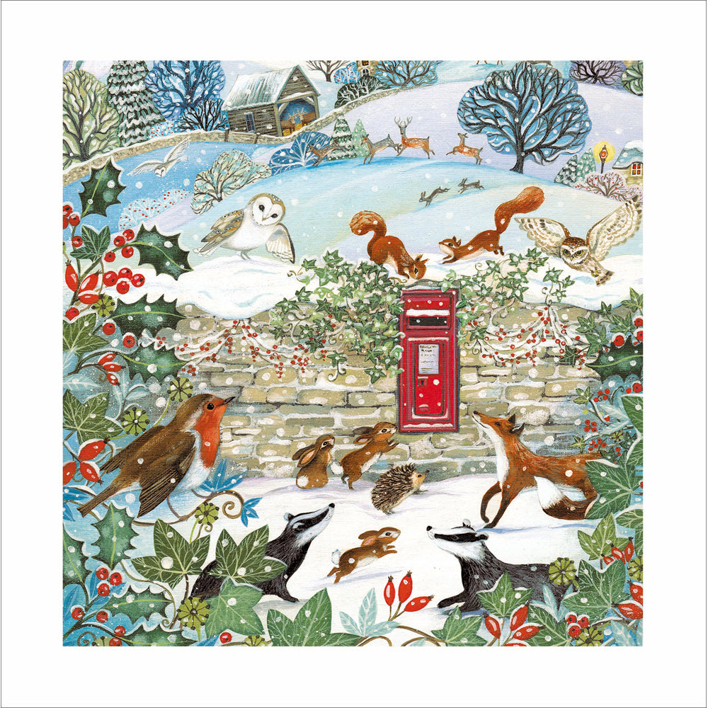 Snowy Village Gathering Christmas Card by penny black