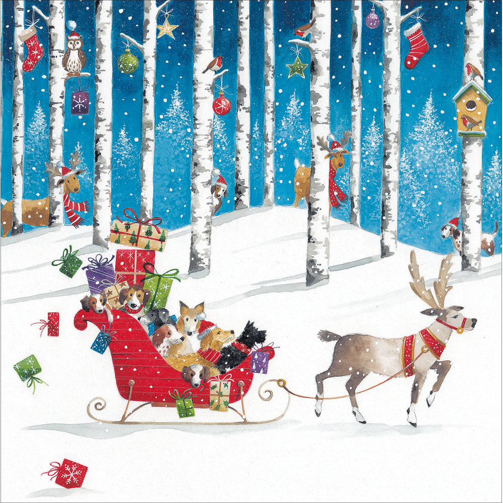 Pups Sleigh Christmas Card by penny black