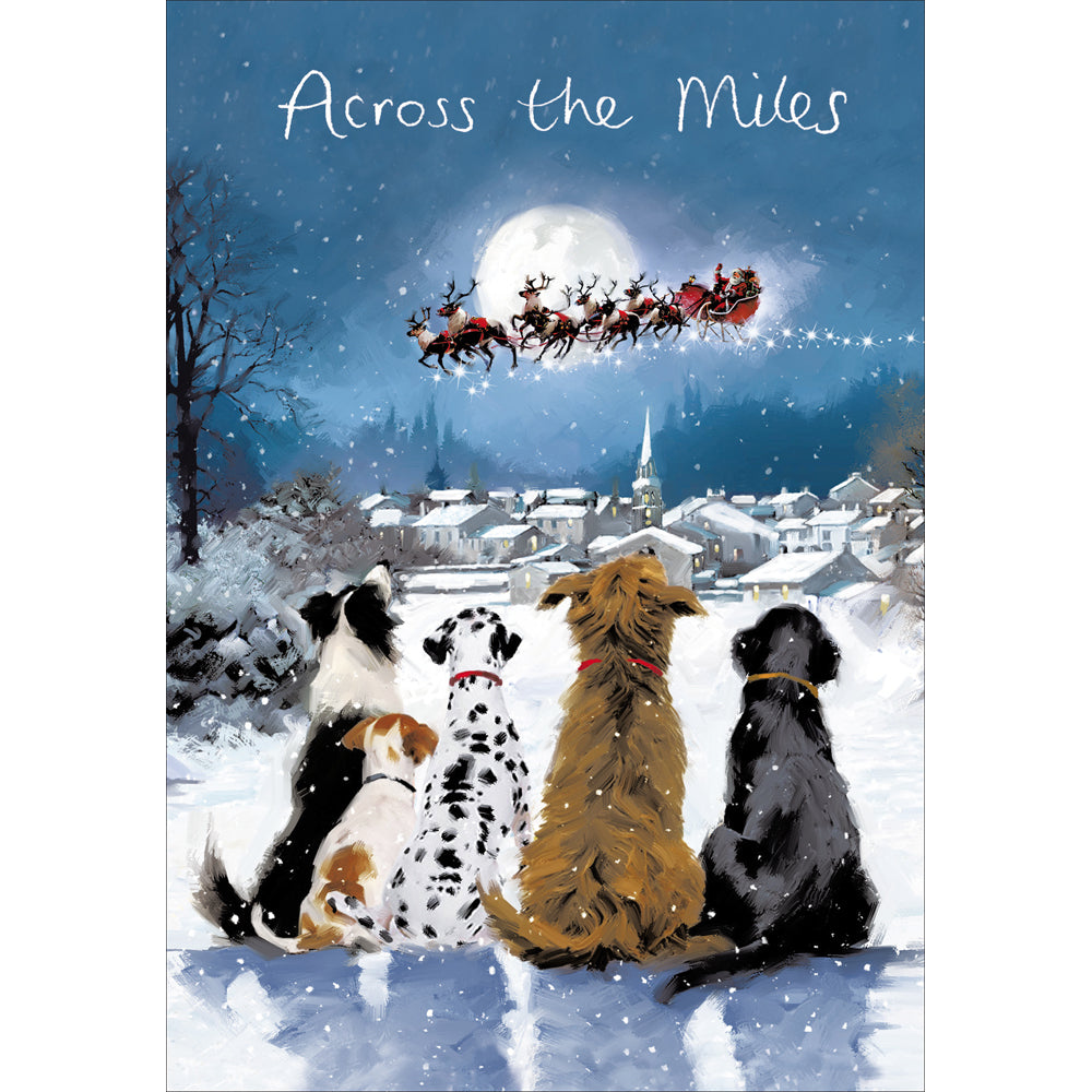 Across the Miles Midnight Watch Dogs Christmas Card by penny black