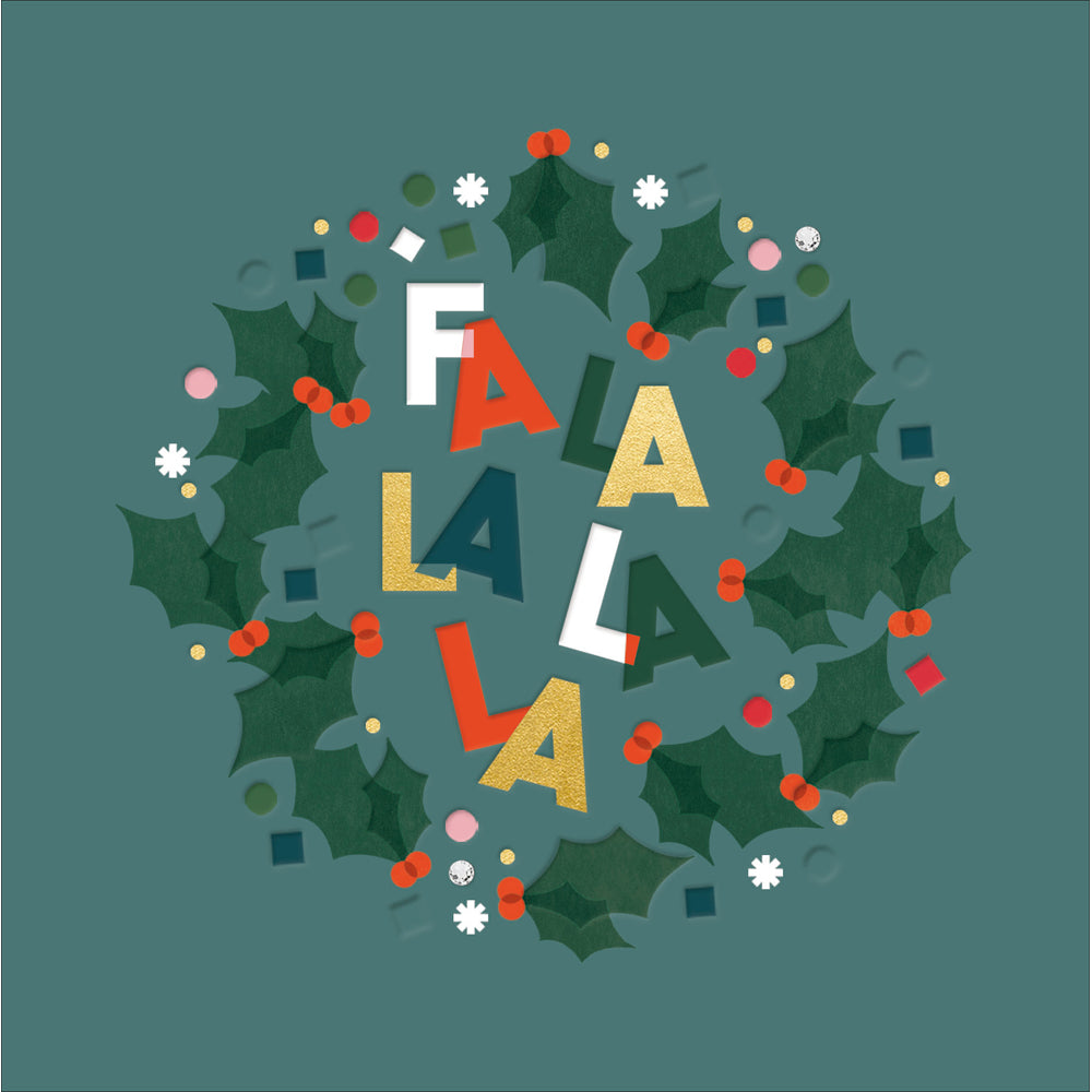 Fa La La La La Graphic Embossed Christmas Card by penny black