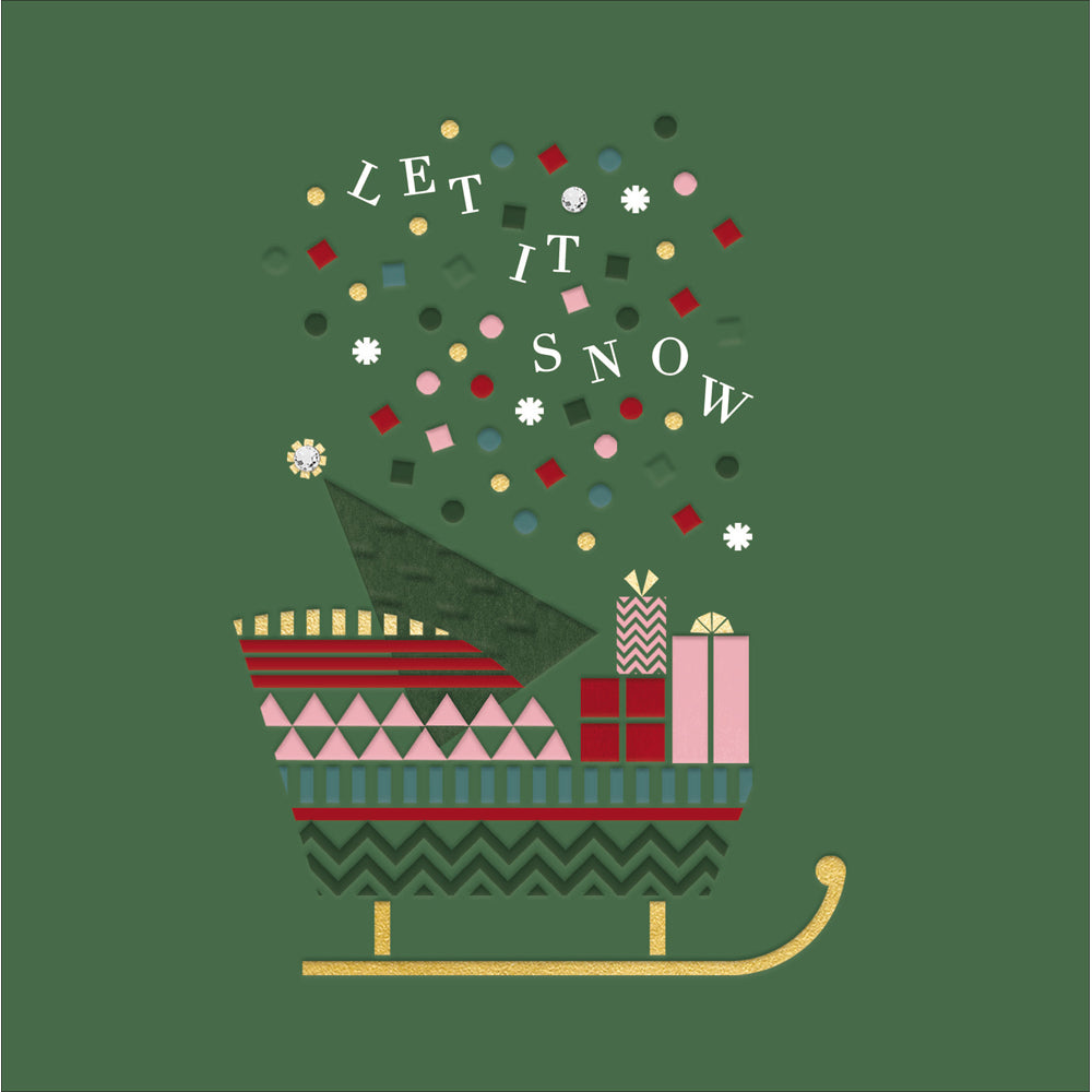 Let It Snow Sleigh Graphic Embossed Christmas Card by penny black