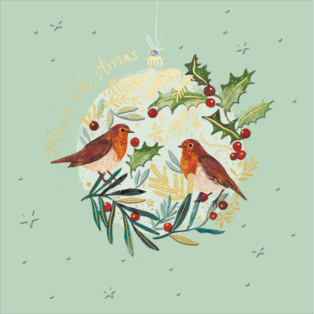 Robins In Bauble Embellished Christmas Card by penny black