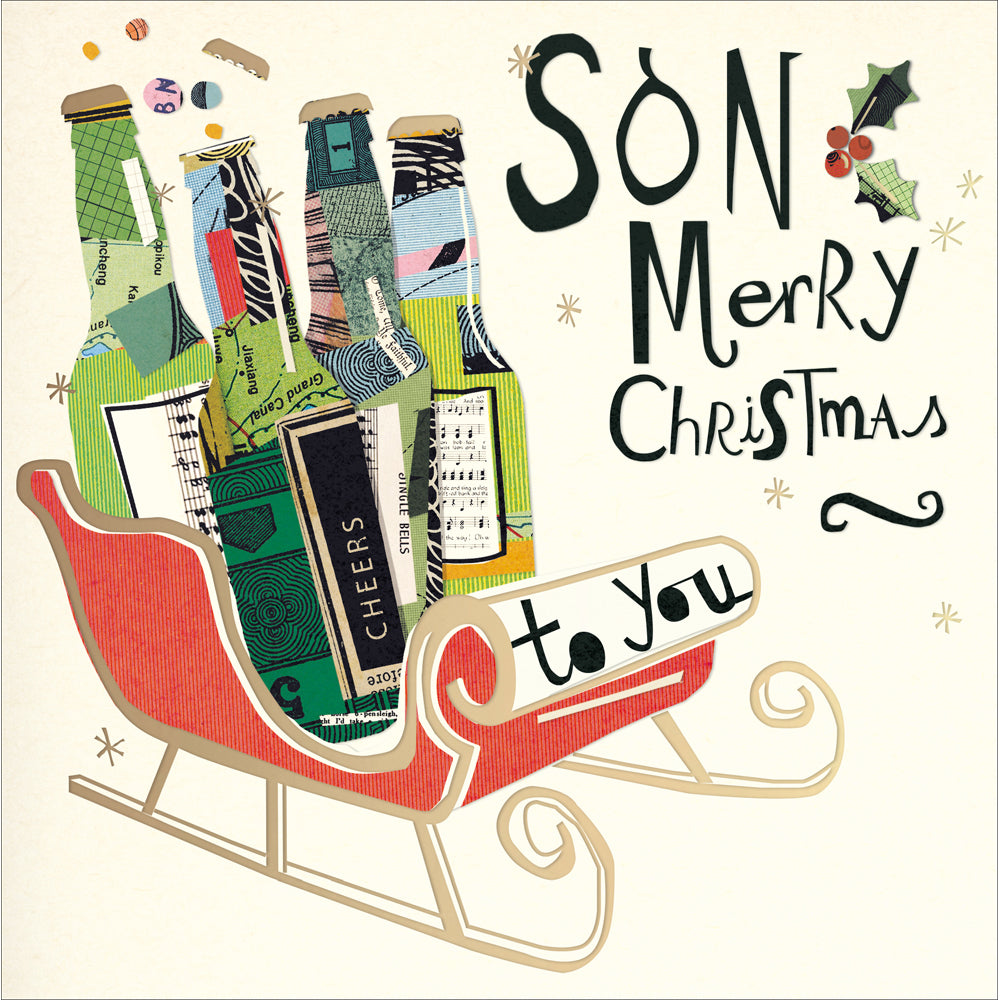 Son Beer Sleigh Christmas Card by penny black