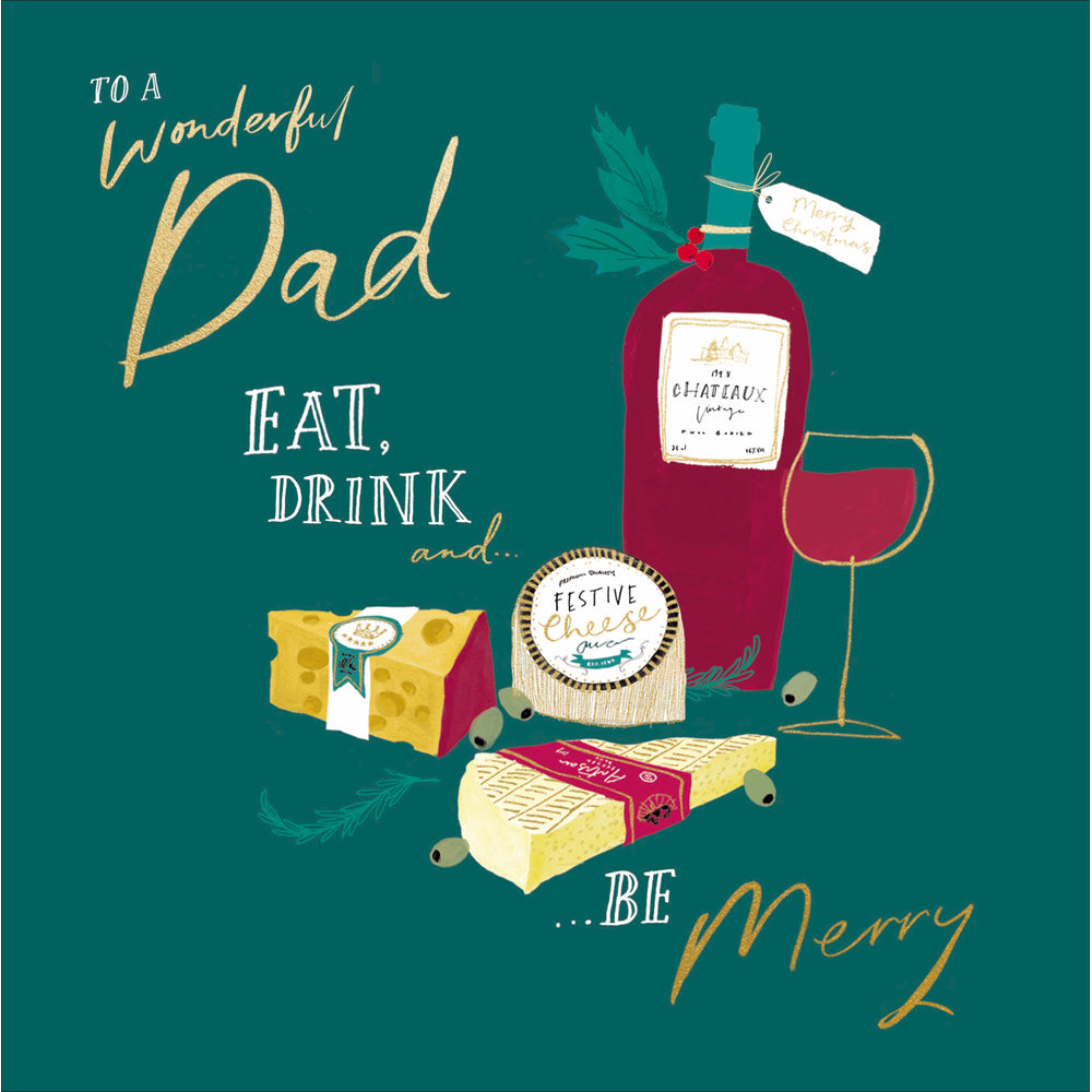 Dad Eat Drink Be Merry Christmas Card by penny black