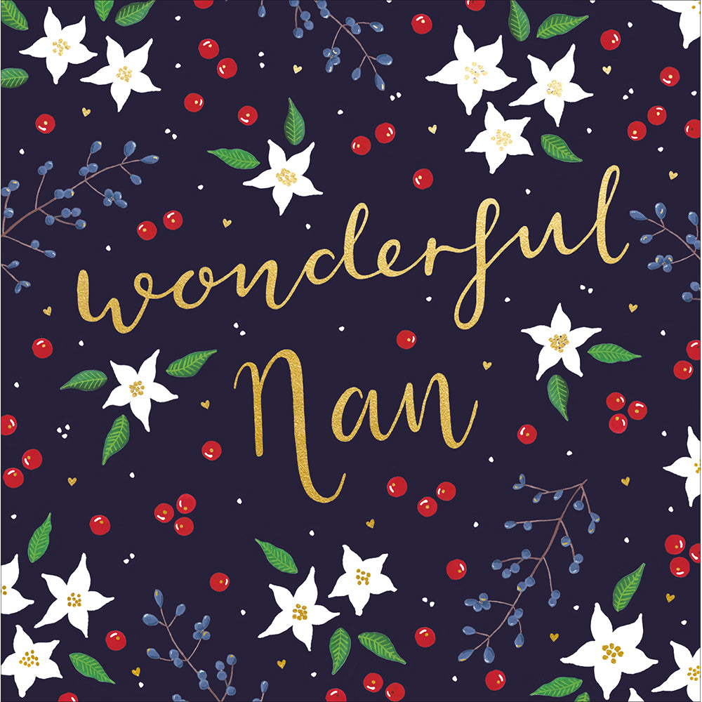 Wonderful Nan Winter Berries Christmas Card by penny black