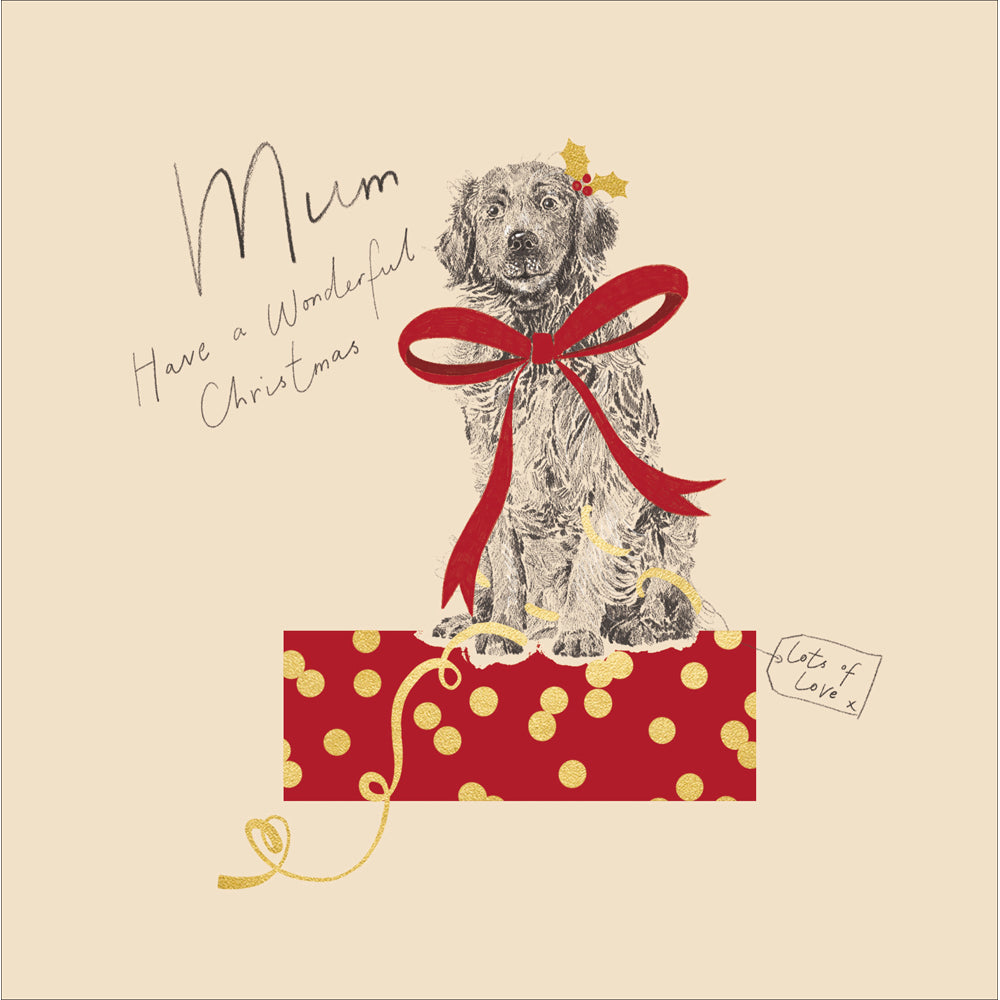 Mum Puppy in a Bow Luxe Christmas Card by penny black